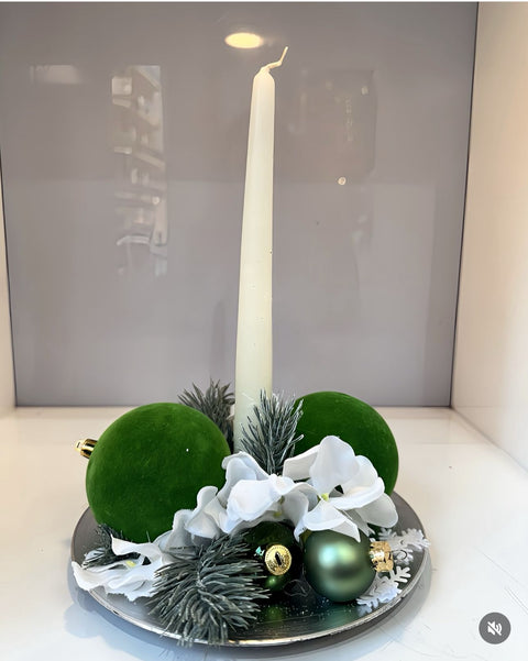 Centrotavola argento verde