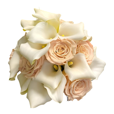 Bouquet rose salmone e calle