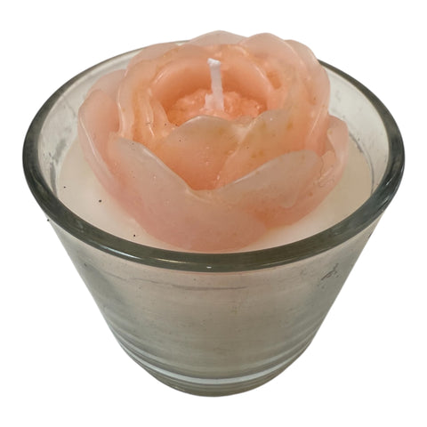 candela artigianale fiore in vasetto in vetro