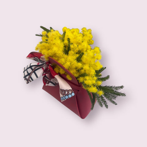 Mimosa borsetta e foulard - idea regalo festa della donna NEW