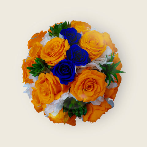 Bouquet - rose arancio e blu