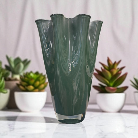 vaso alto verde vetro soffiato