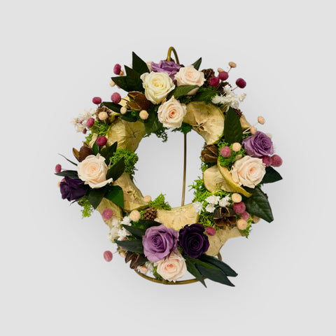 Composizione tonda fiori stabilizzati