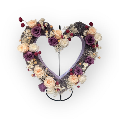 Composizione cuore fiori stabilizzati