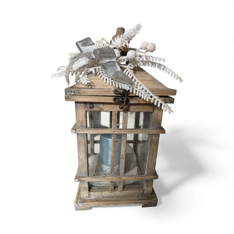 lanterna natatalizia colori azzurro e argento