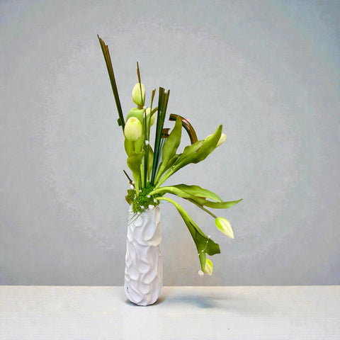Composizione alta tulipani primavera - vaso design