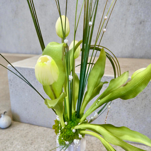 Composizione alta tulipani primavera - vaso design