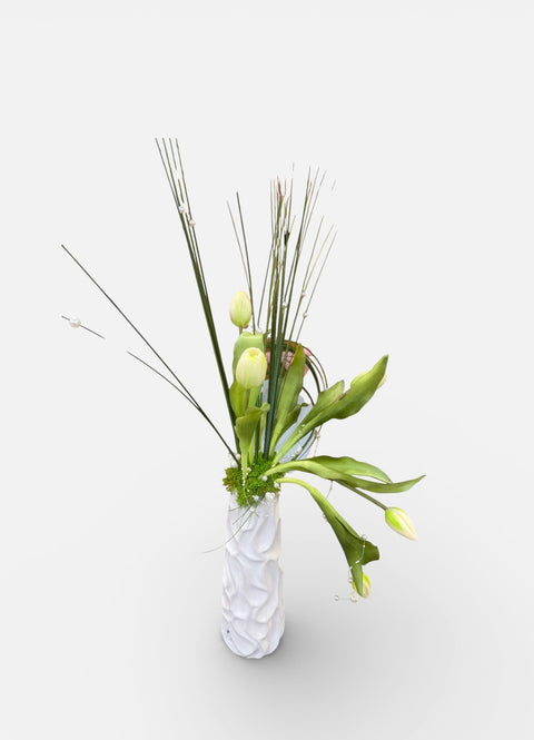 Composizione alta tulipani primavera - vaso design