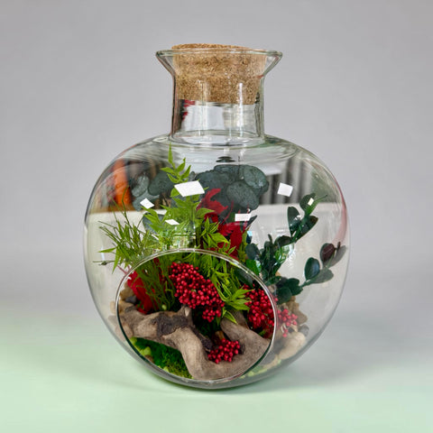 Terrarium con piante stabilizzate - acero tondo 2