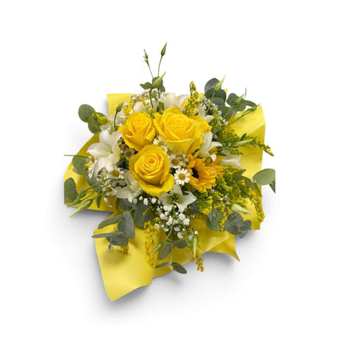 bouquet rose gialle e girasoli