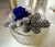 Candela artigianale - composizione fiori blu